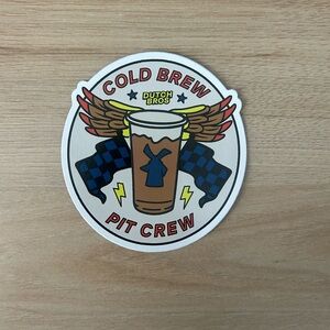 Dutch Bros Cold Brew Pit Crew Sticker with Blue and Red Accents